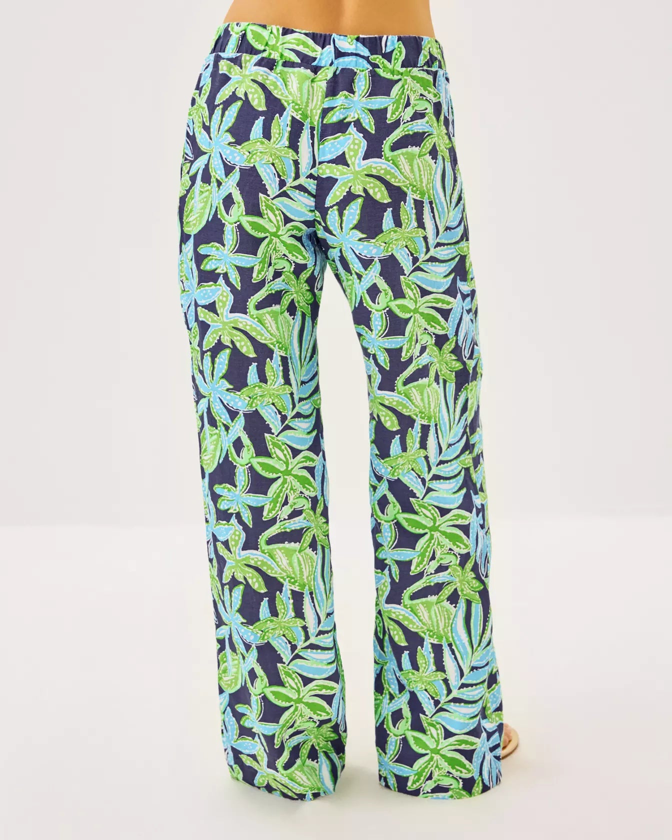 Lilly Pulitzer 31" Daylen Linen Palazzo Pant Sapphire Pool Tropical Tango