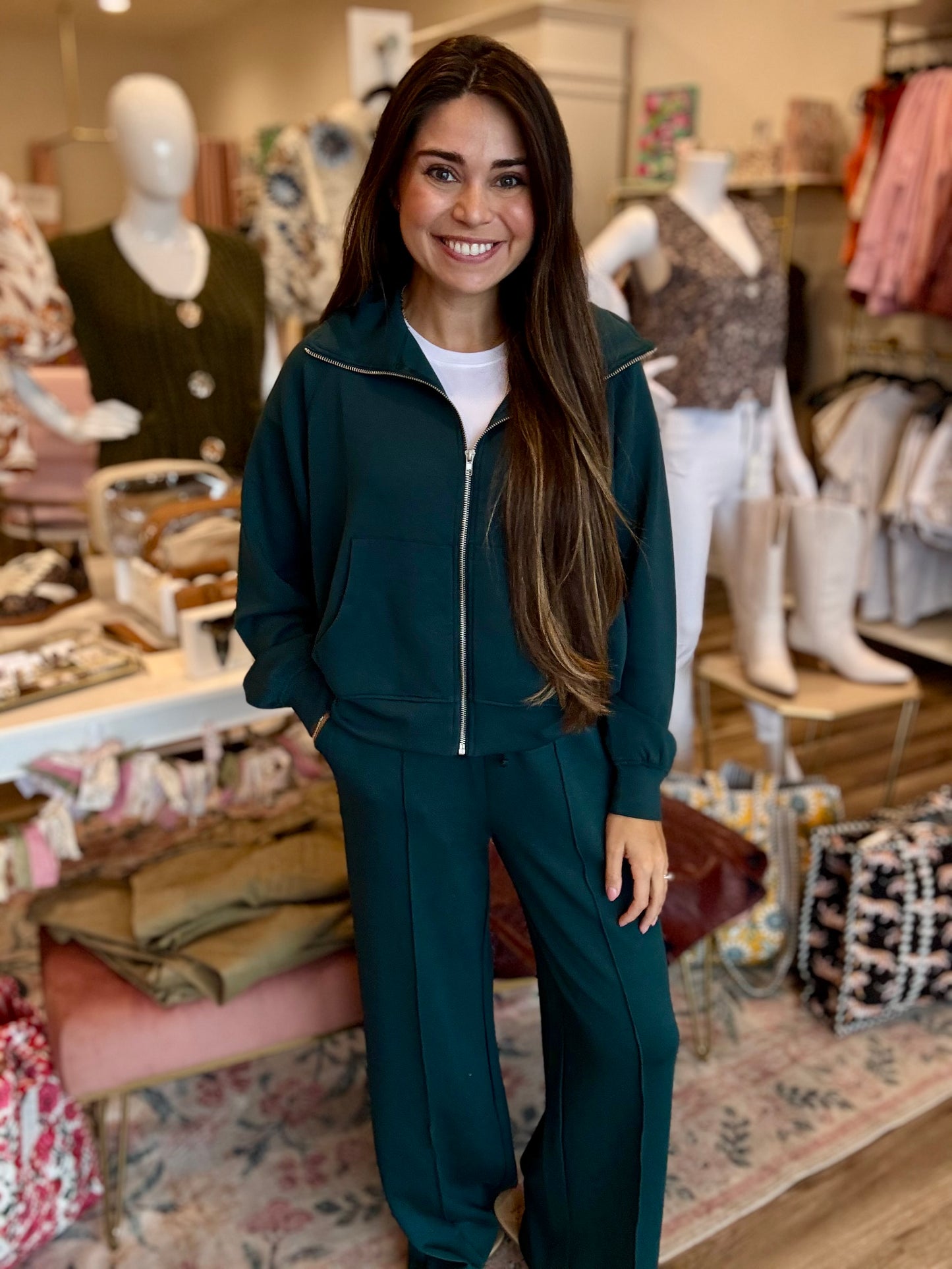 Scuba Drawstring Pintuck Wide Leg Pants
