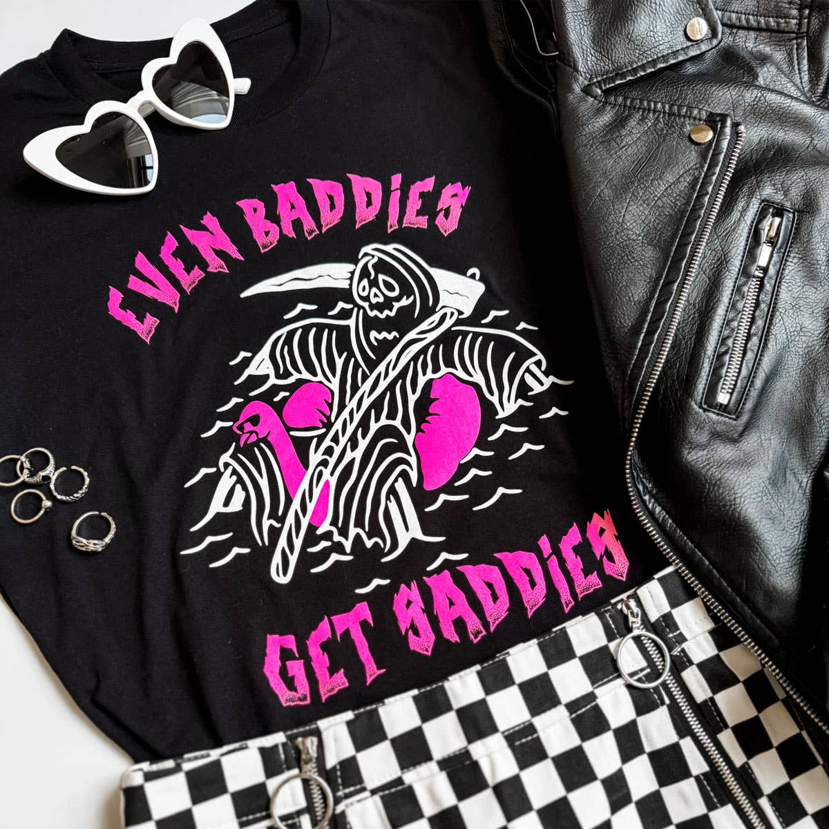 Even Baddies Get Saddies Halloween Shirt, Grim Reaper Tee