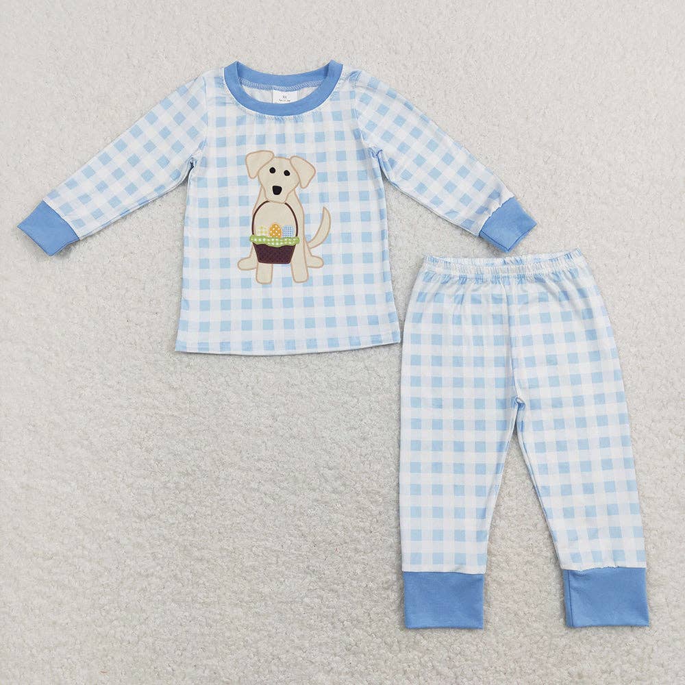 Little Boy Easter Dog Plaid Set