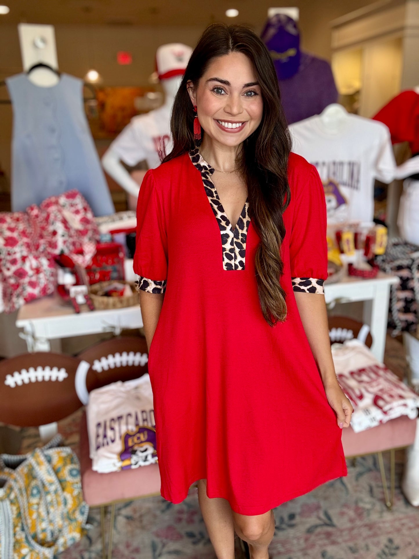 Rayna Leopard Trim Dress