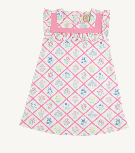 The Beaufort Bonnet Company Darla Dress French Country Floral/ Hamptons Hot Pink