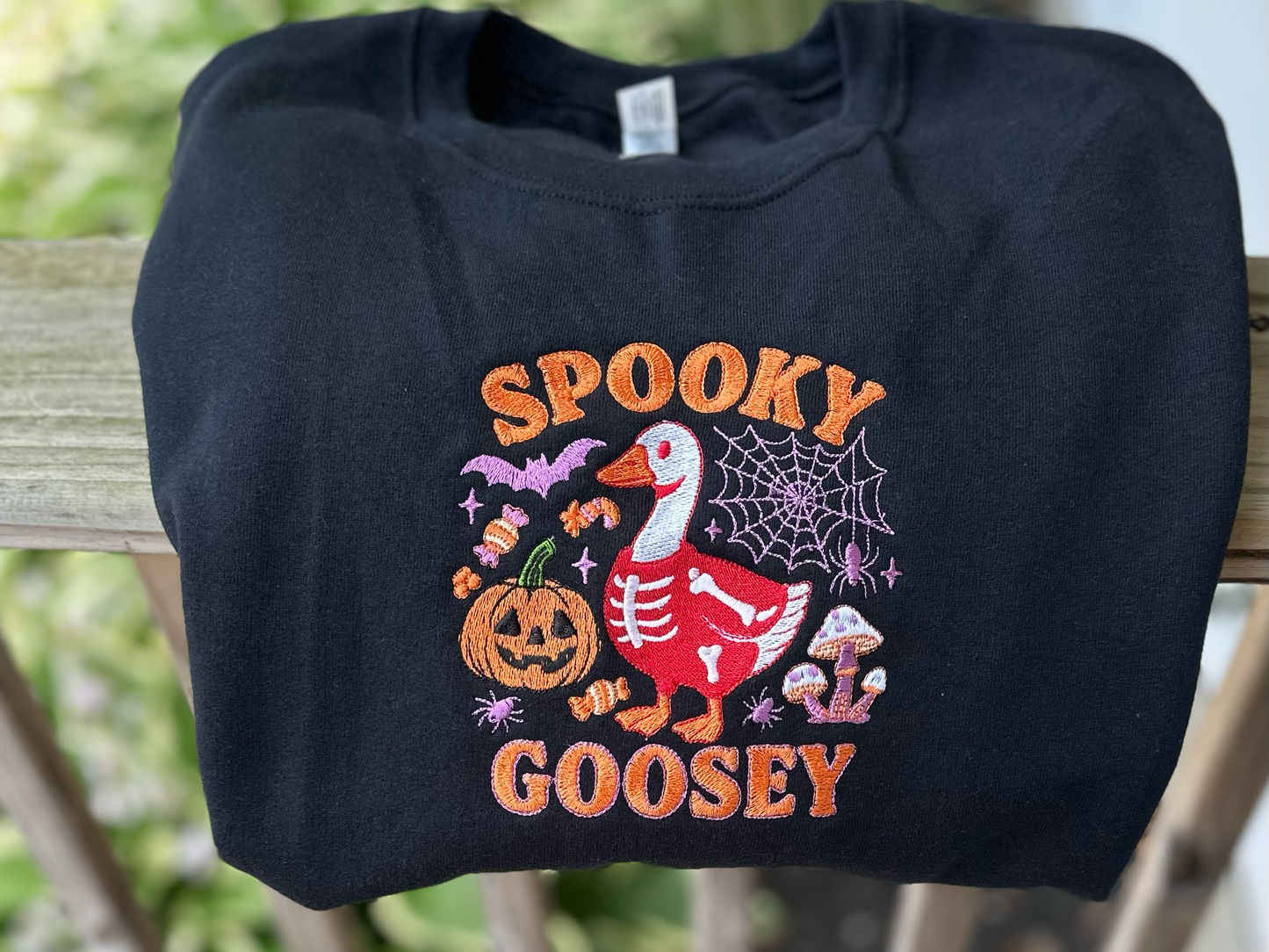 Spooky Goosey Halloween Embroidered Crewneck