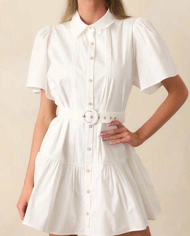Prosperina FAIRFAX WHITE COTTON MINI DRESS