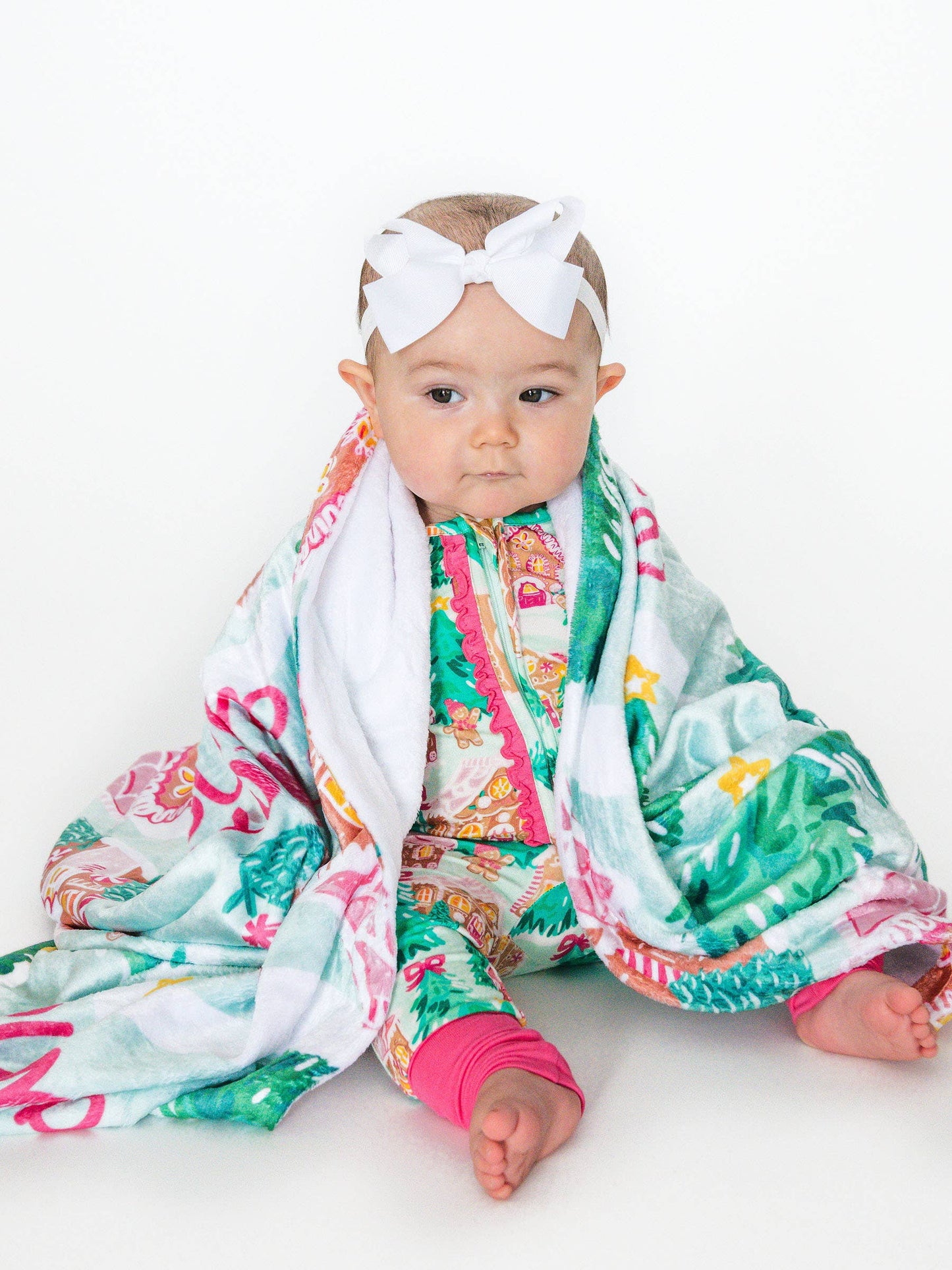 RuffleButts SoftSnooze™ Baby Jolly Gingerbread Ruffle One Piece Footie Pajama
