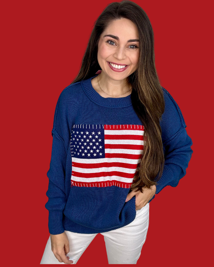 Simply Southern Deep Sea USA Flag Sweater