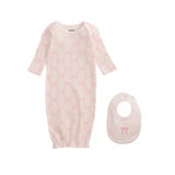 MudPie Bow Print Gown and Bib Set