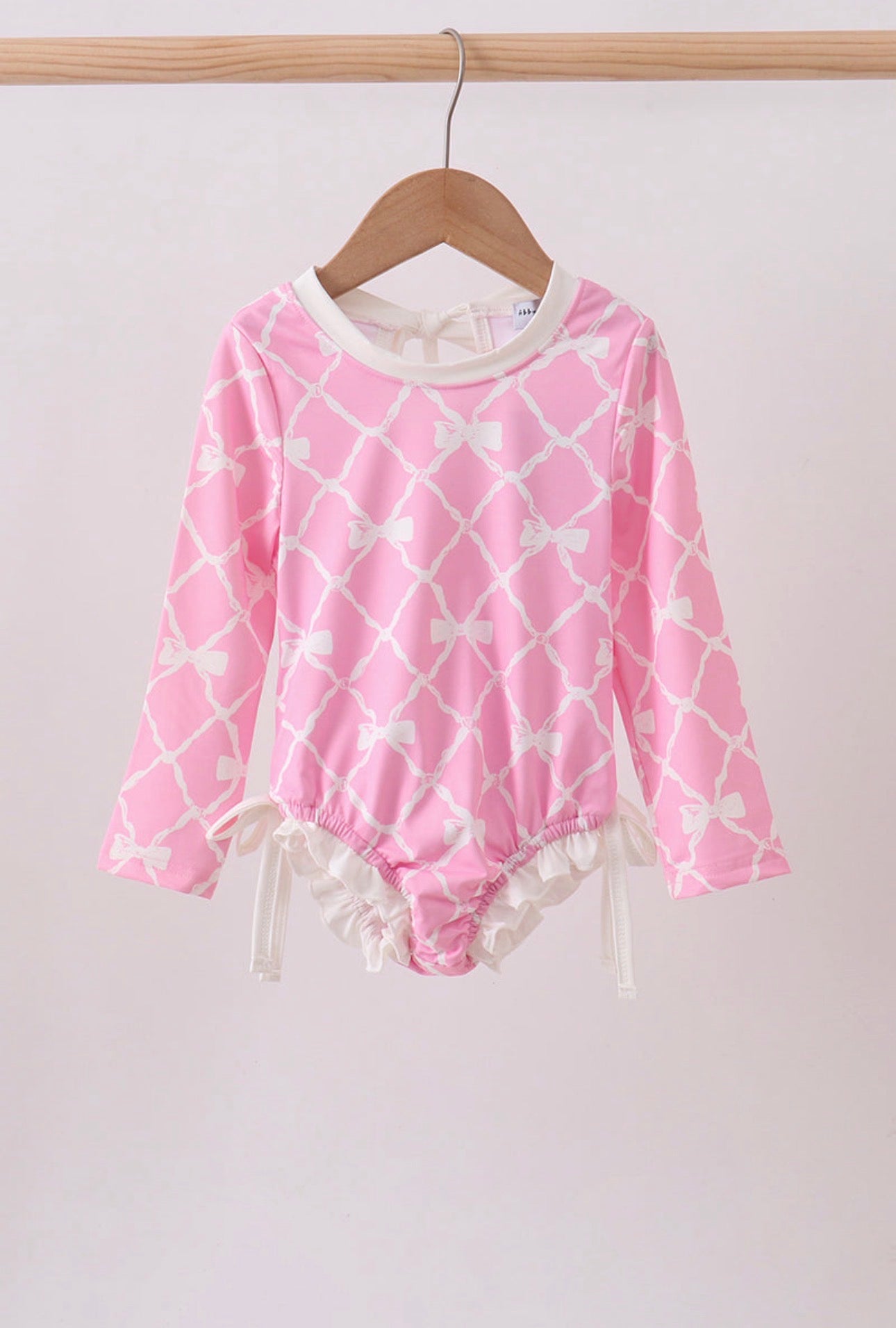 Little Girl Long Sleeve UPF Bow Swimsuit