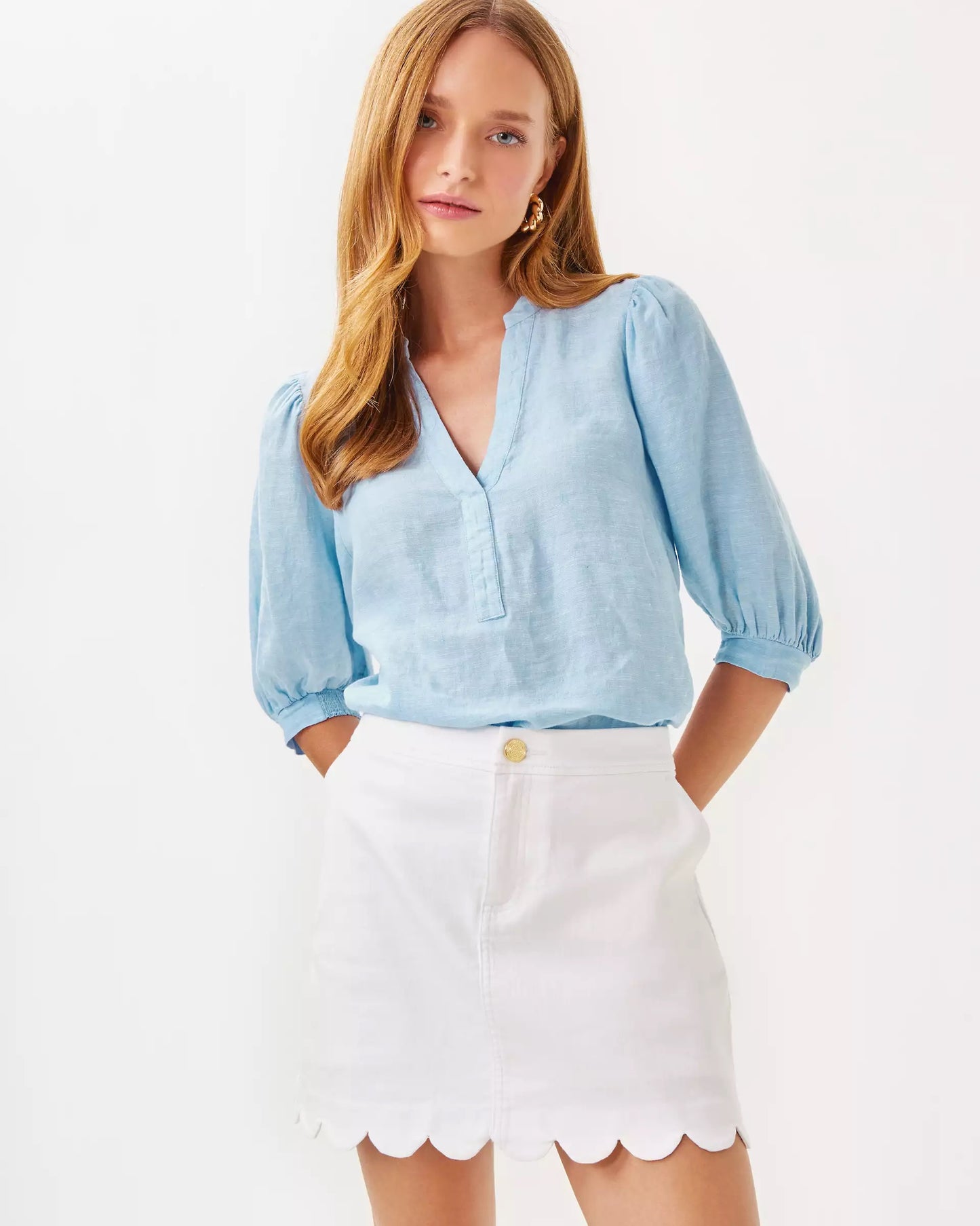 Lilly Pulitzer Colette Denim Mini Skirt Resort White