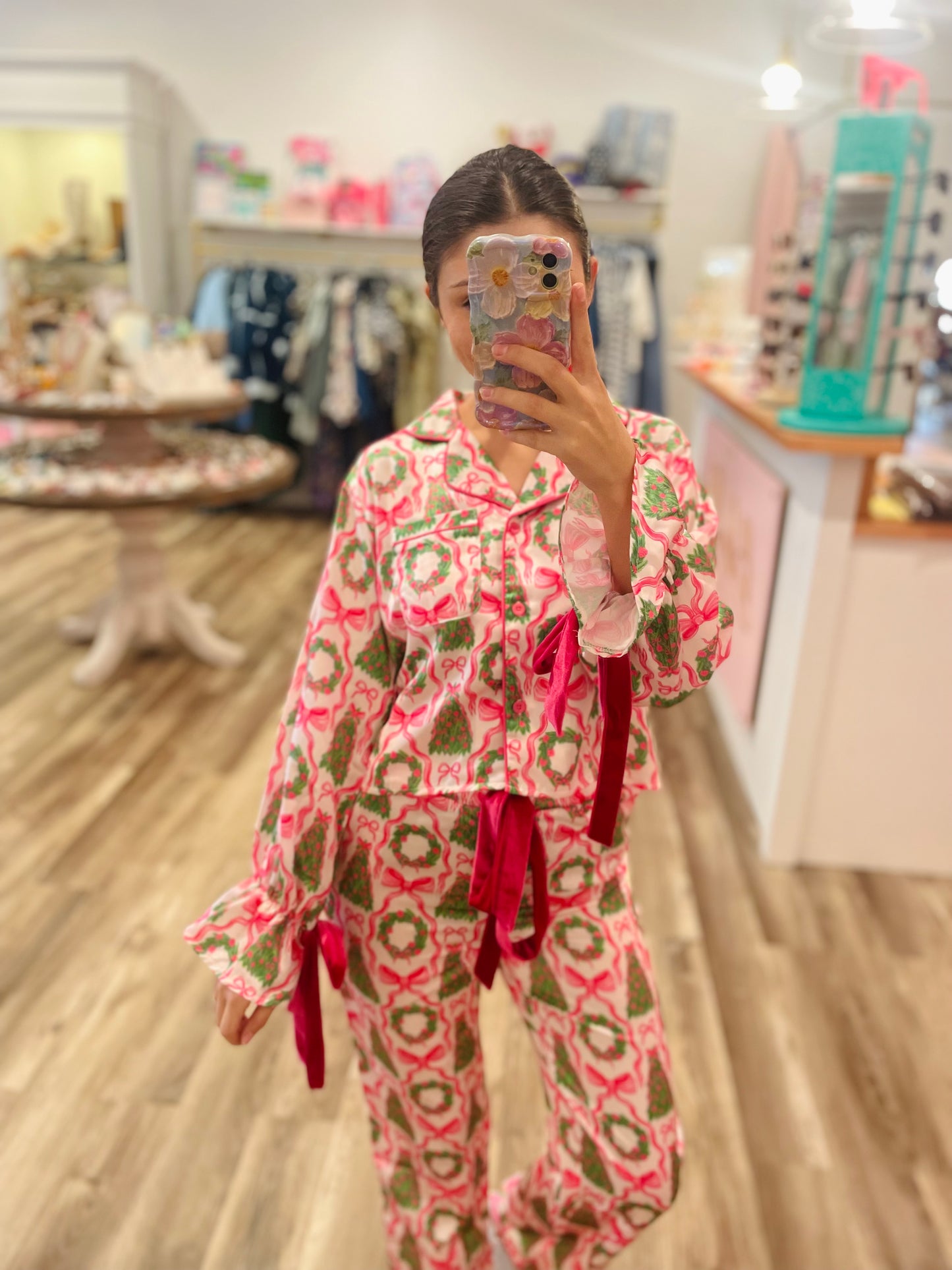 Simply Southern Women’s Wreaths and Trees Holiday Pajama Set