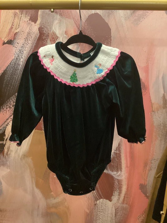 Little Girl Smocked Velvet Nutcracker Bubble