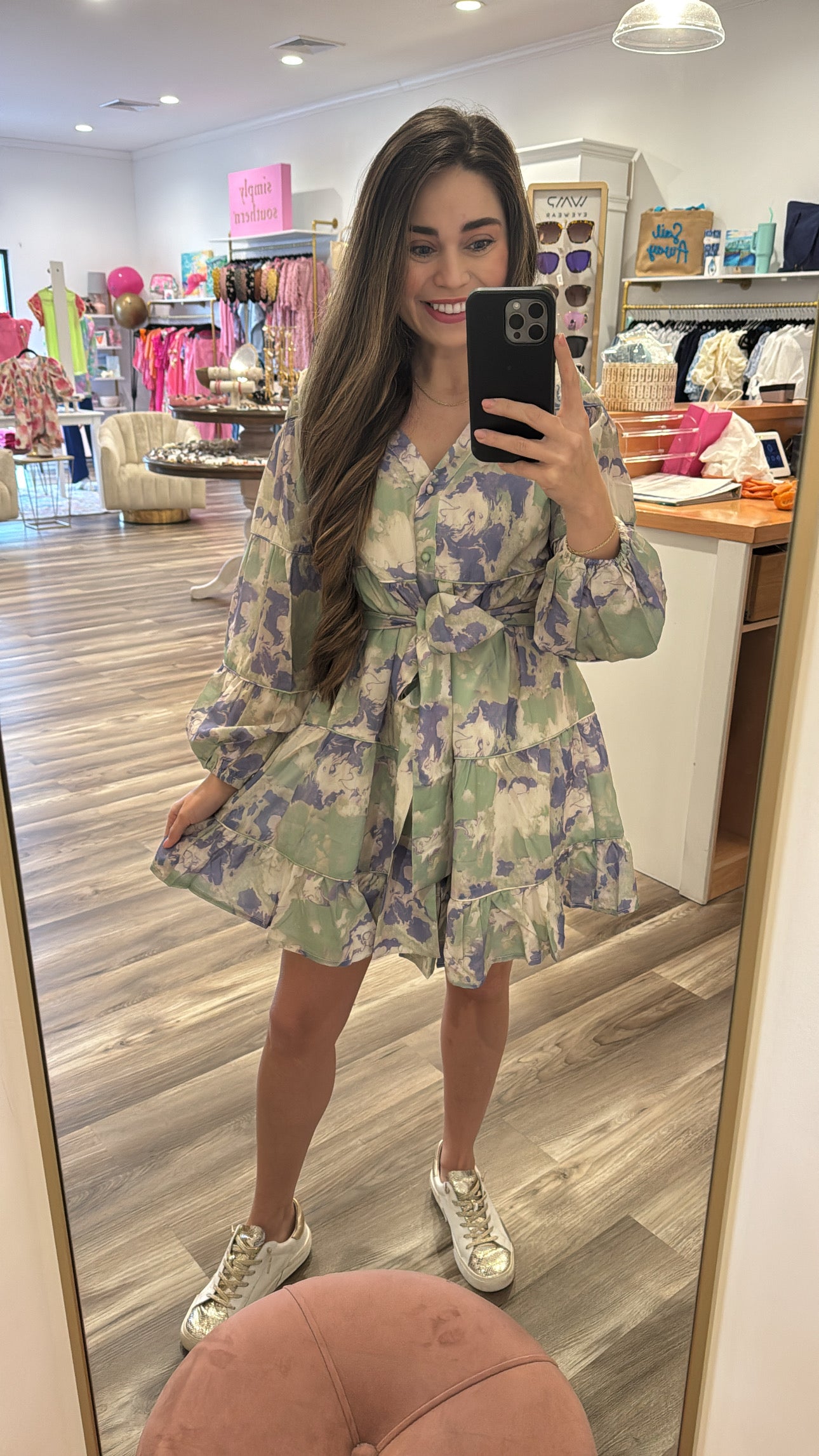 Lawrence Watercolor Longsleeve Babydoll Dress