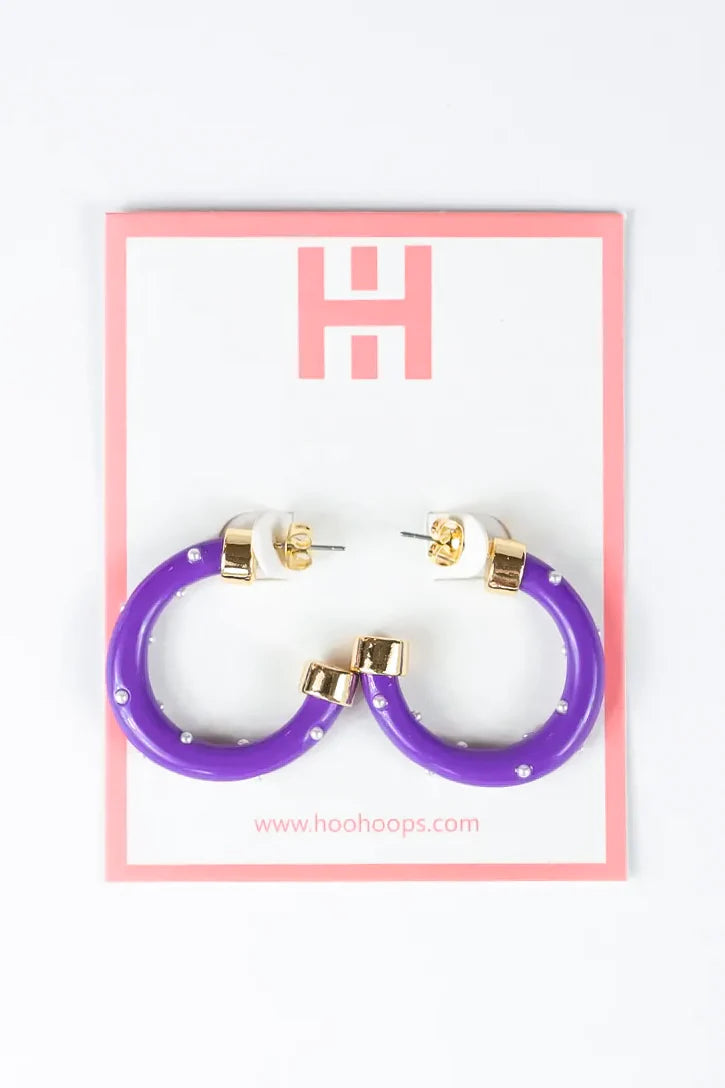 Hoo Hoops-MINI HOOPS - PURPLE WITH PEARLS