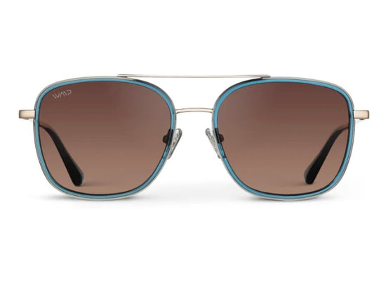WMP Gia Polarized Sunglasses Crystal Cobalt Frame and Brown Lens