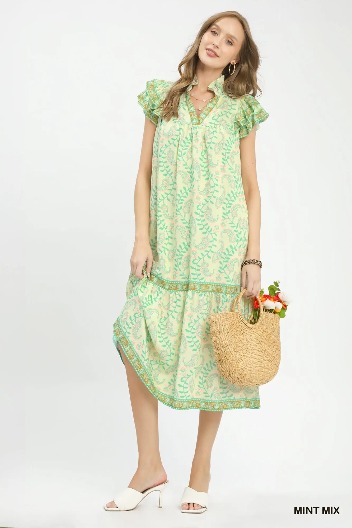 Aveline Sage Midi Dress