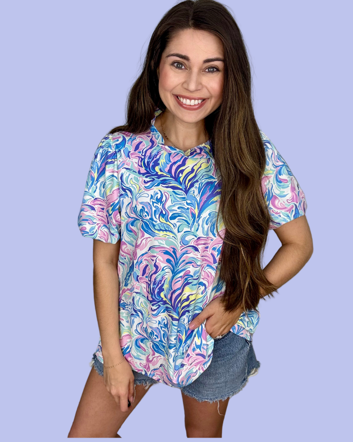 Simply Southern Watercolor Ruffle Blouse