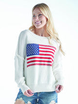 Simply Southern Ivory USA Flag Sweater