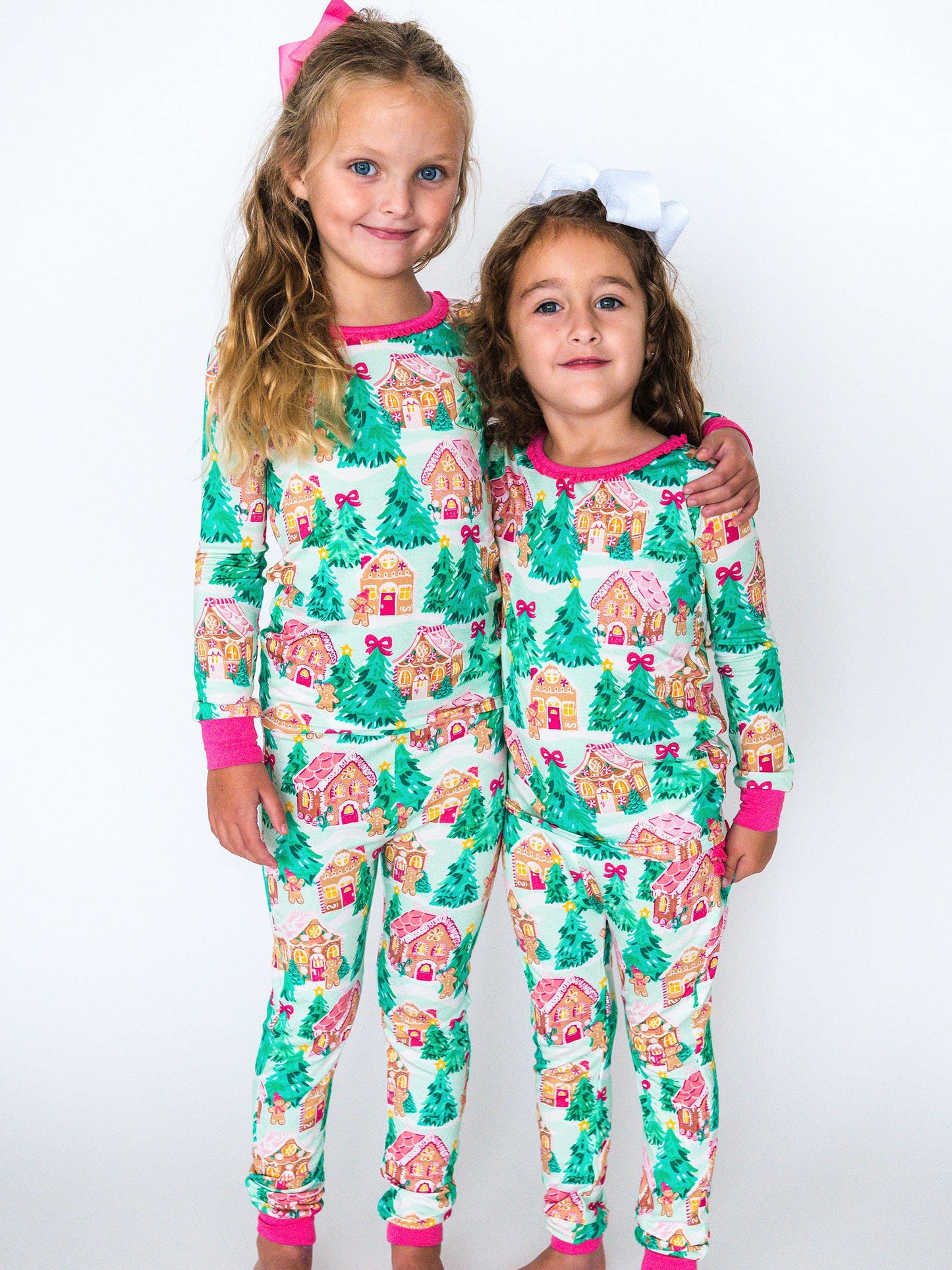 RuffleButts SoftSnooze™ Toddler Jolly Gingerbread Ruffle Long Sleeve Pajama Set