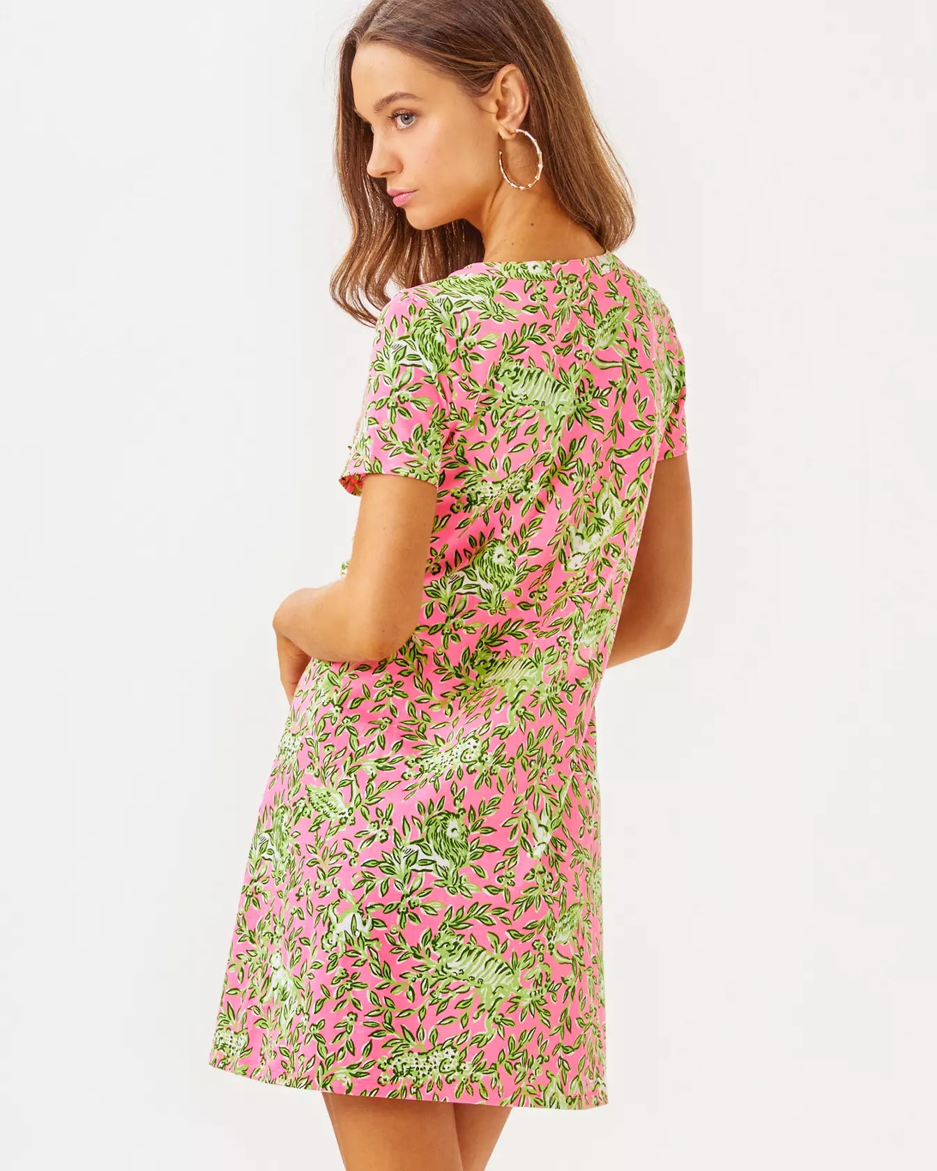 Lilly Pulitzer Dev Short Sleeve Dress Rousseau Pink Mane Character Energy
