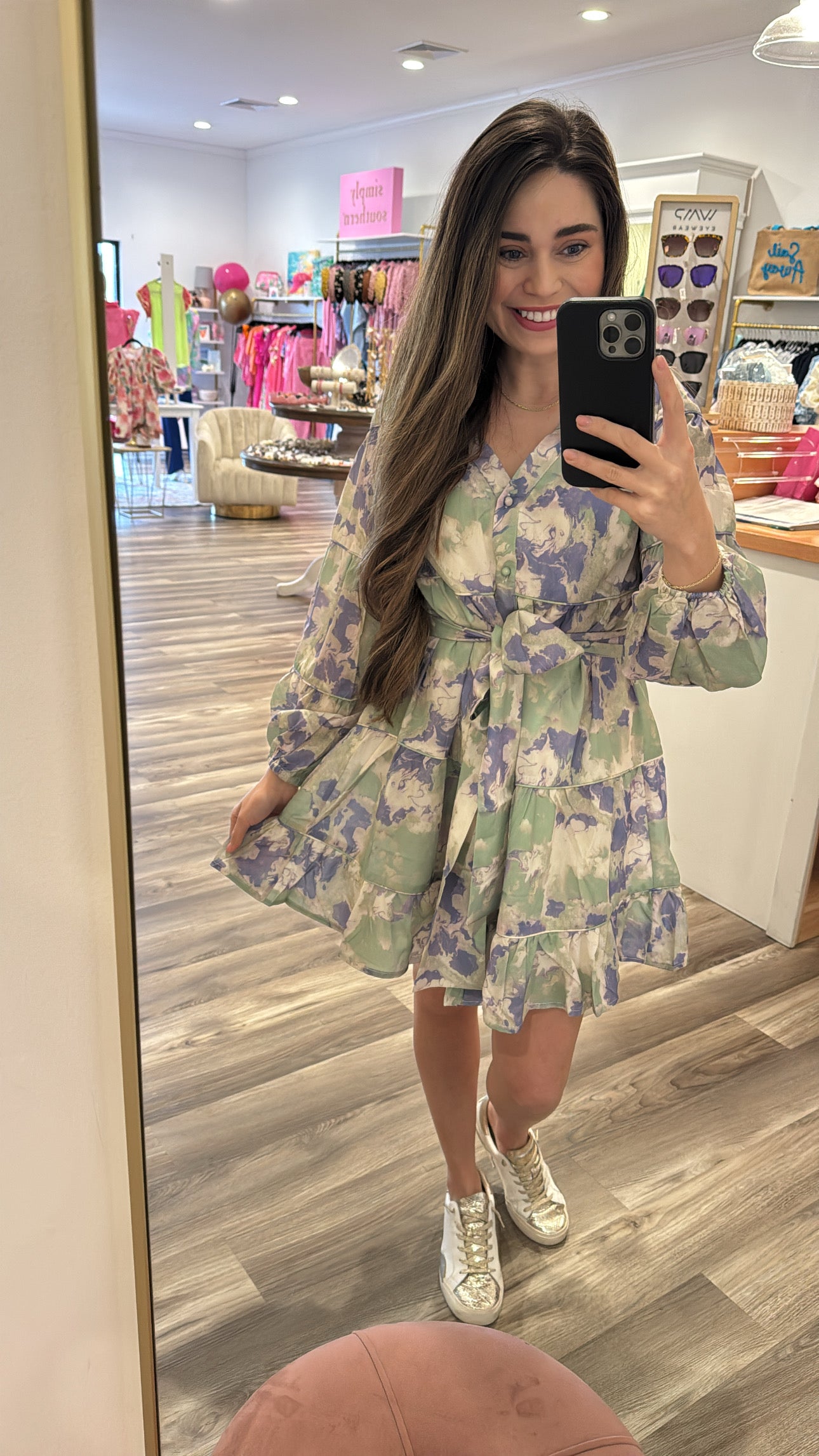 Lawrence Watercolor Longsleeve Babydoll Dress