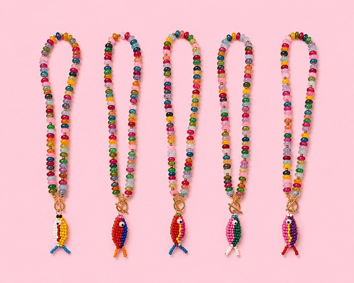 Multi Color Beaded Fish Necklace