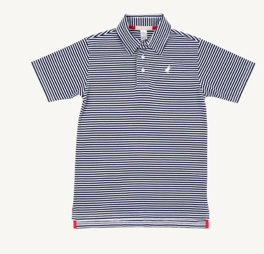 The Beaufort Bonnet Company Prim and Proper Polo Nantucket Navy Stripe/ Multicolor