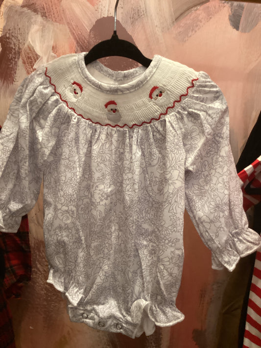 Little Girl Smocked Santa Bubble