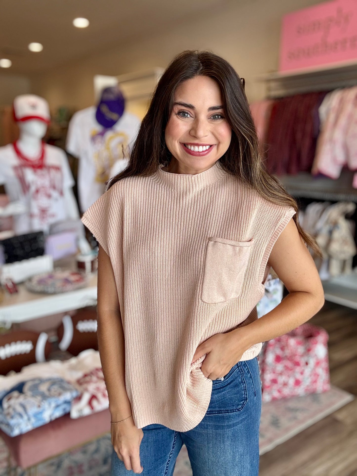Simply Southern Cream Pocket Sweater