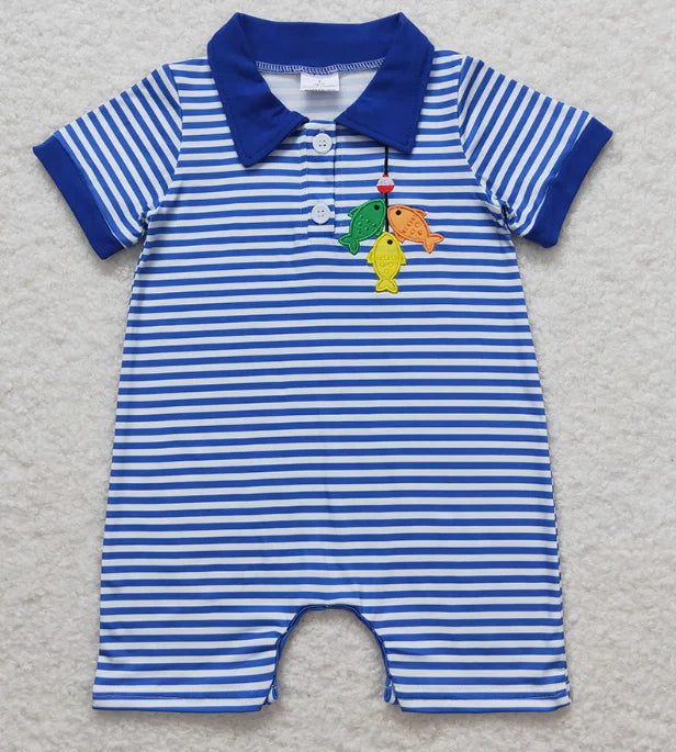 Boys Fishing Striped Romper