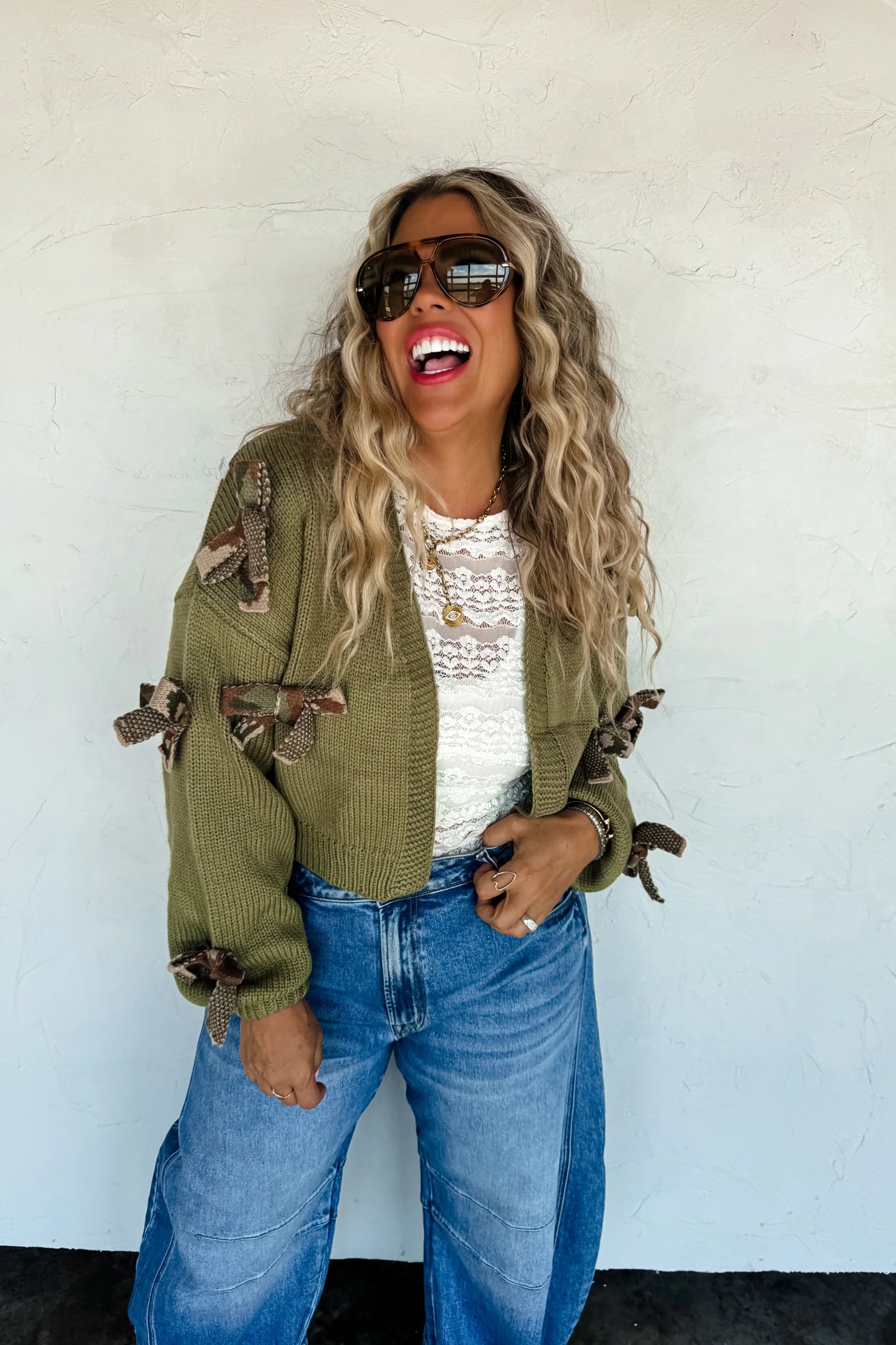 Sloan Camo Bow Cardigan