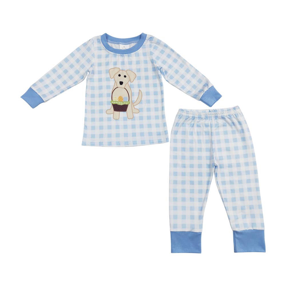 Little Boy Easter Dog Plaid Set