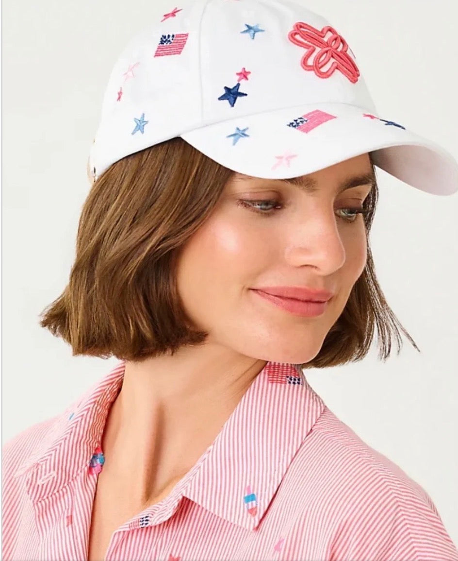 Lilly Pulitzer Patriotic White Baseball Cap