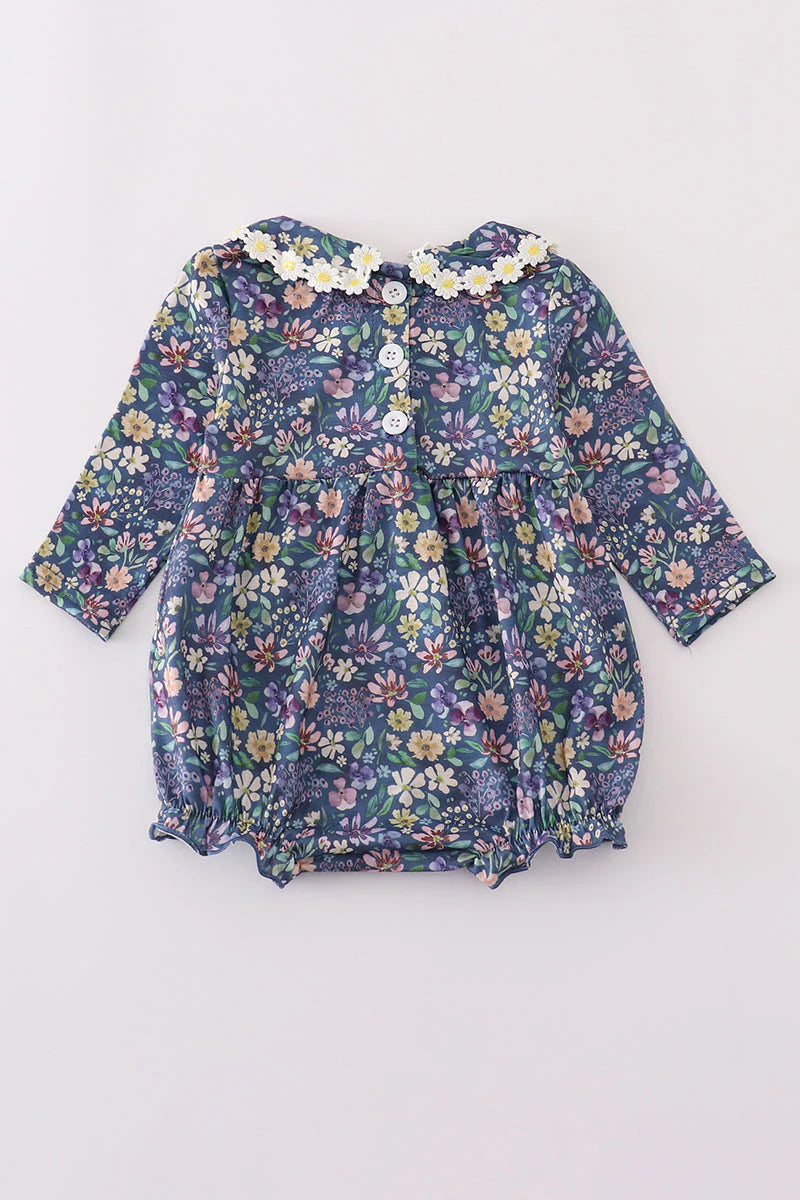 Little Girl Floral Purple Bubble