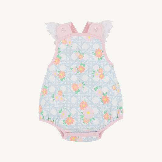 The Beaufort Bonnet Company Saylor Sunsuit Pima Cayman Island Cane/ Palm Beach Pink