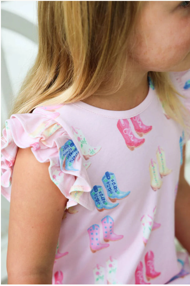 The Beaufort Bonnet Company Cute to Boot Ruehling Ruffle Dress