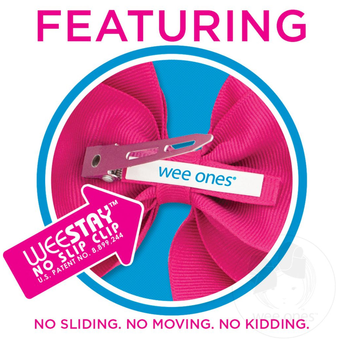 Wee Ones Hot Pink Classic Grosgrain Hair Bow (Plain Wrap)