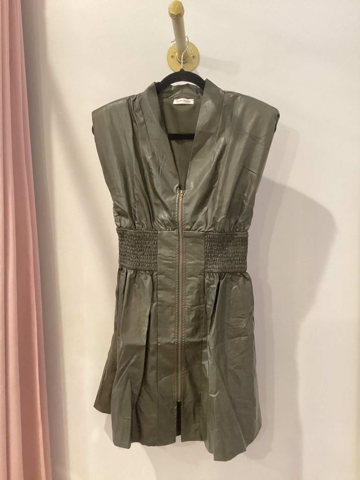 Otis Olive Vegan Leather Dress