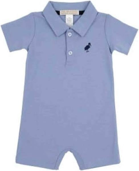 The Beaufort Bonnet Company Sir Propers Romper Park City Periwinkle/ Nantucket Navy