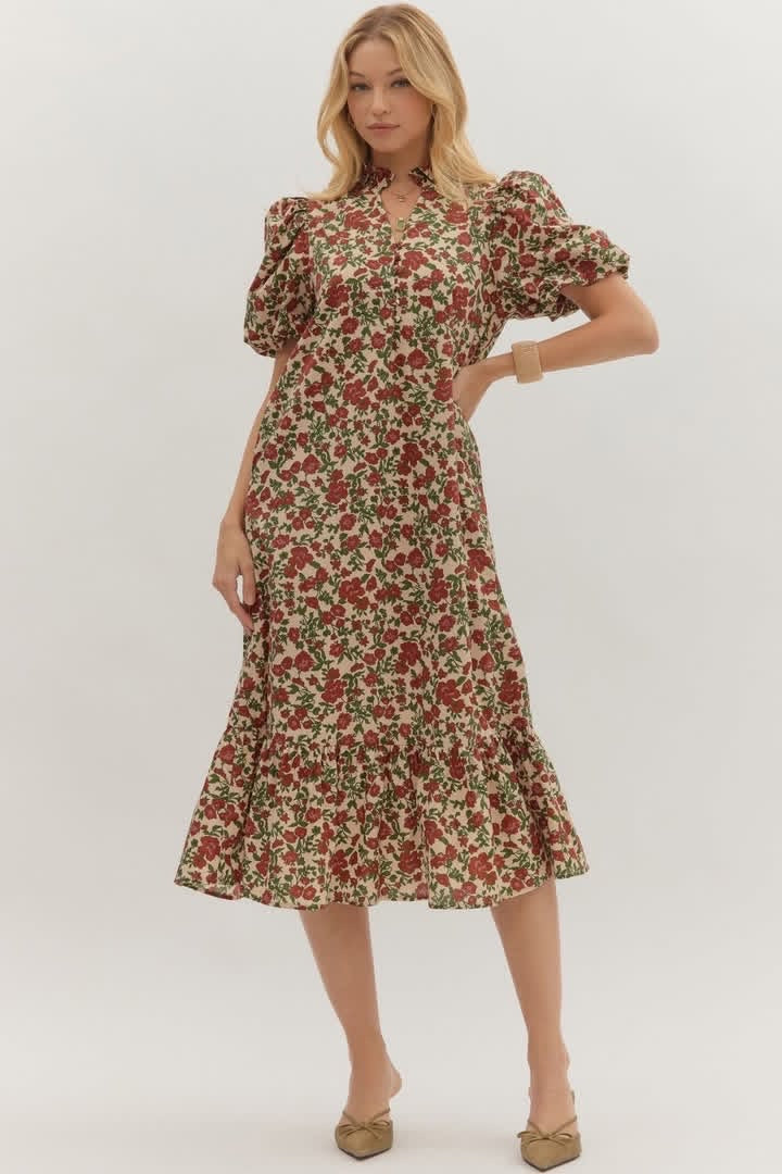 Red Jade V-Neck Dress