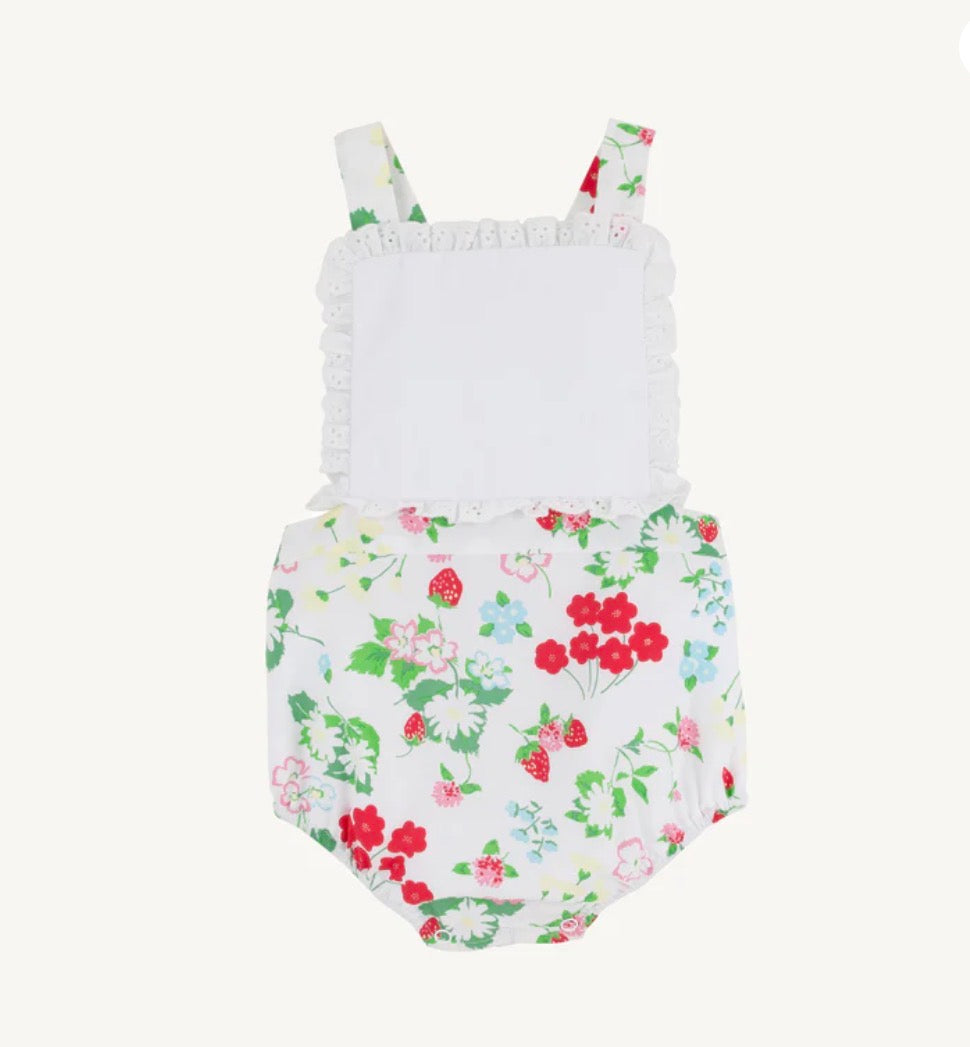 The Beaufort Bonnet Company Sally Sunsuit Berry Sweet with Worth Avenue White