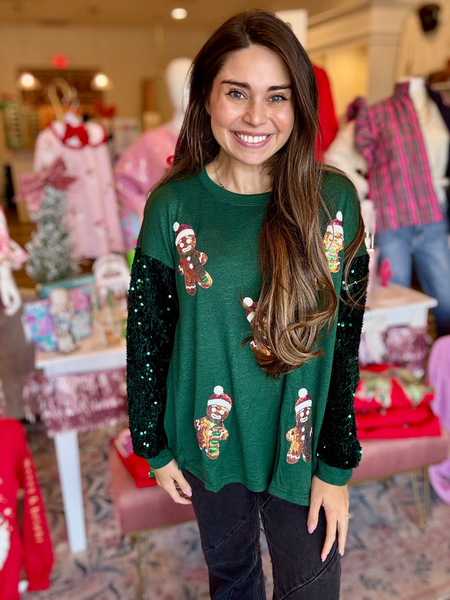 Ginger Gingerbread Sequin Top