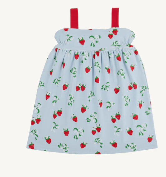 The Beaufort Bonnet Company Millie Day Dress Pima Bow and Berry Buckhead Blue/ Richmond Red