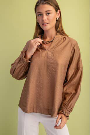 Carlie Long Sleeve Rhinestone Blouse