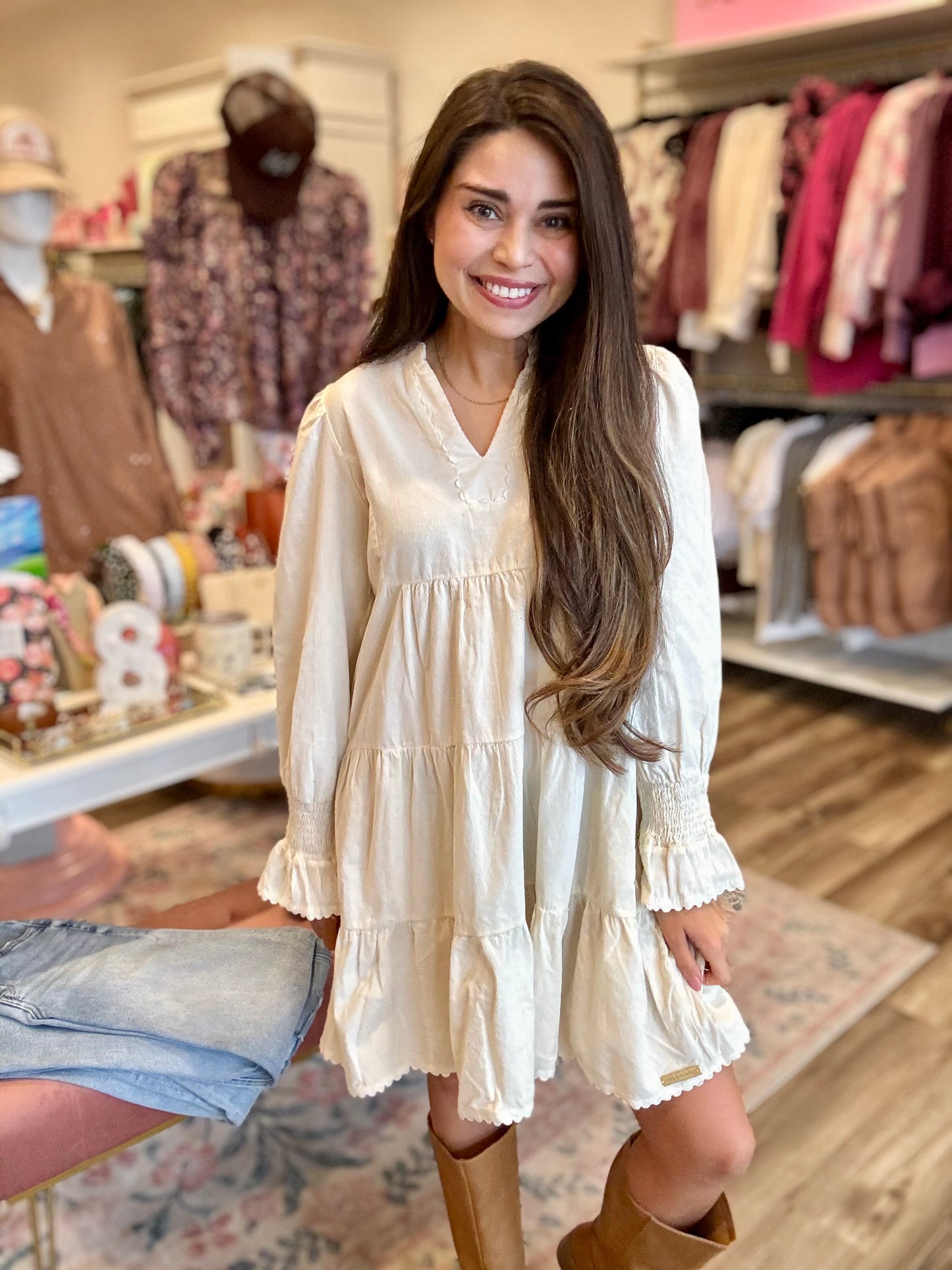 Simply Southern Cream Corduroy Dress