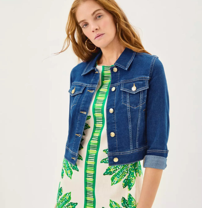 Lilly Pulitzer Seaspray Denim Jacket Medium Wash