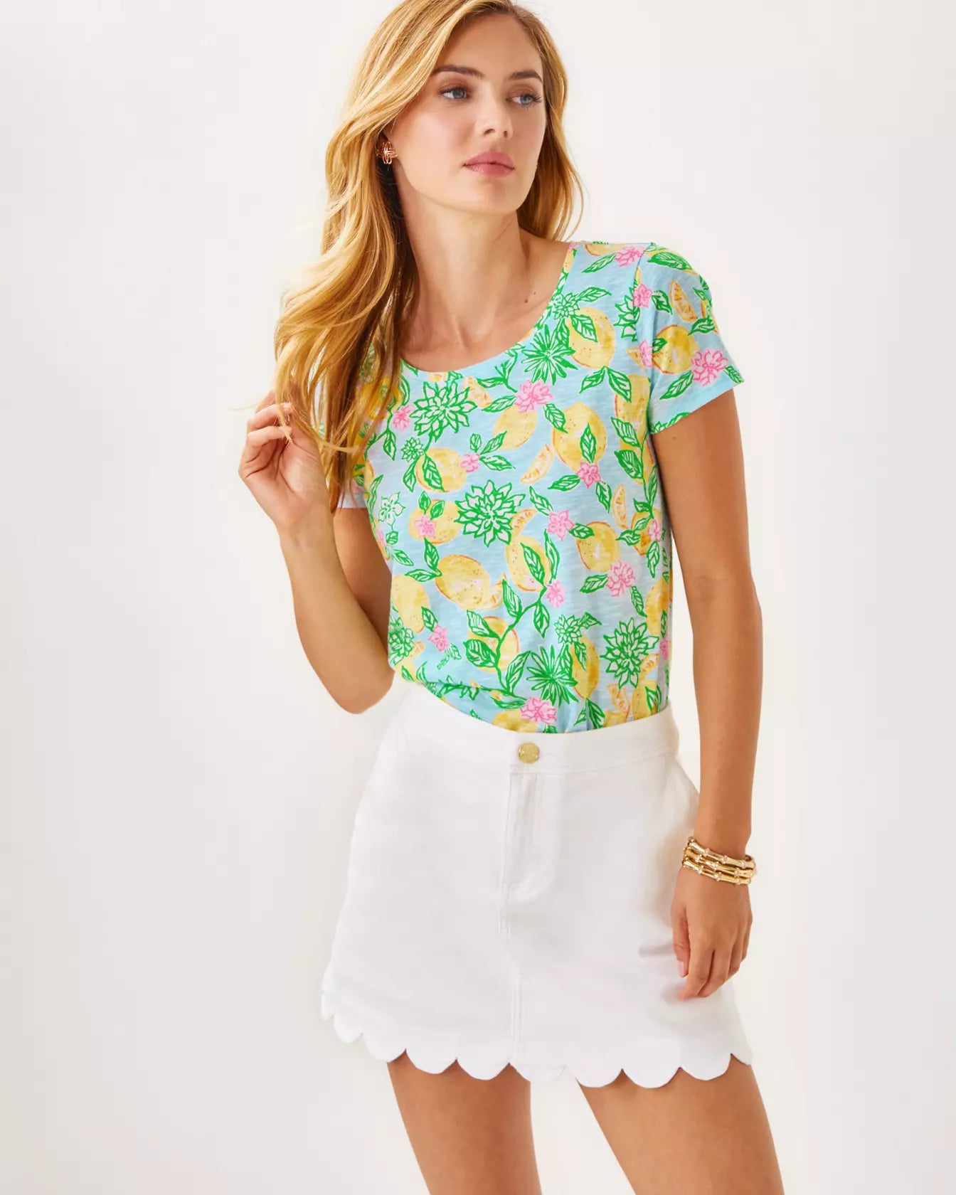 Lilly Pulitzer Etta Scoop Neck Top Bluette Make Lemonade