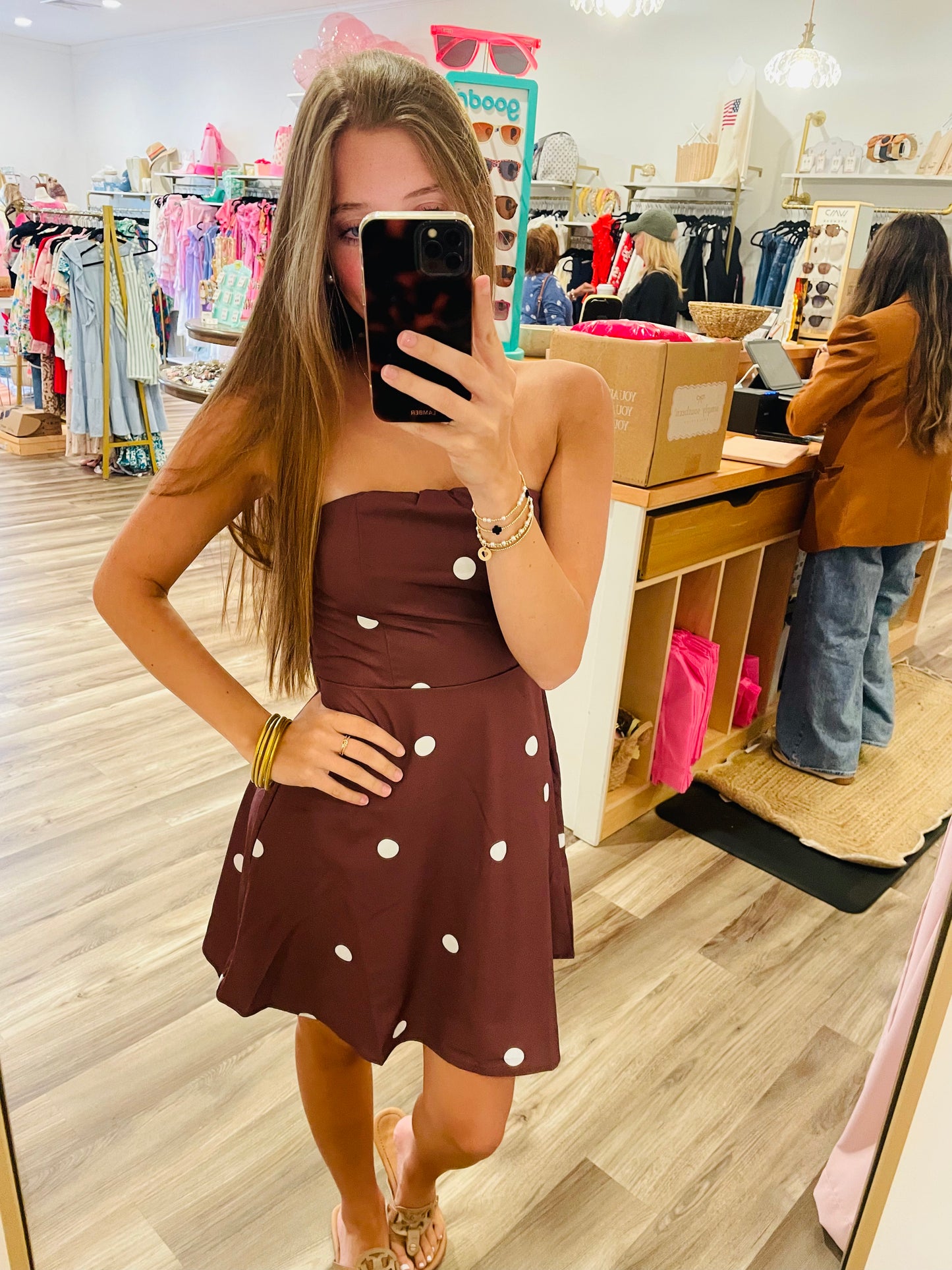 Bailey Polka Dot Strapless Dress
