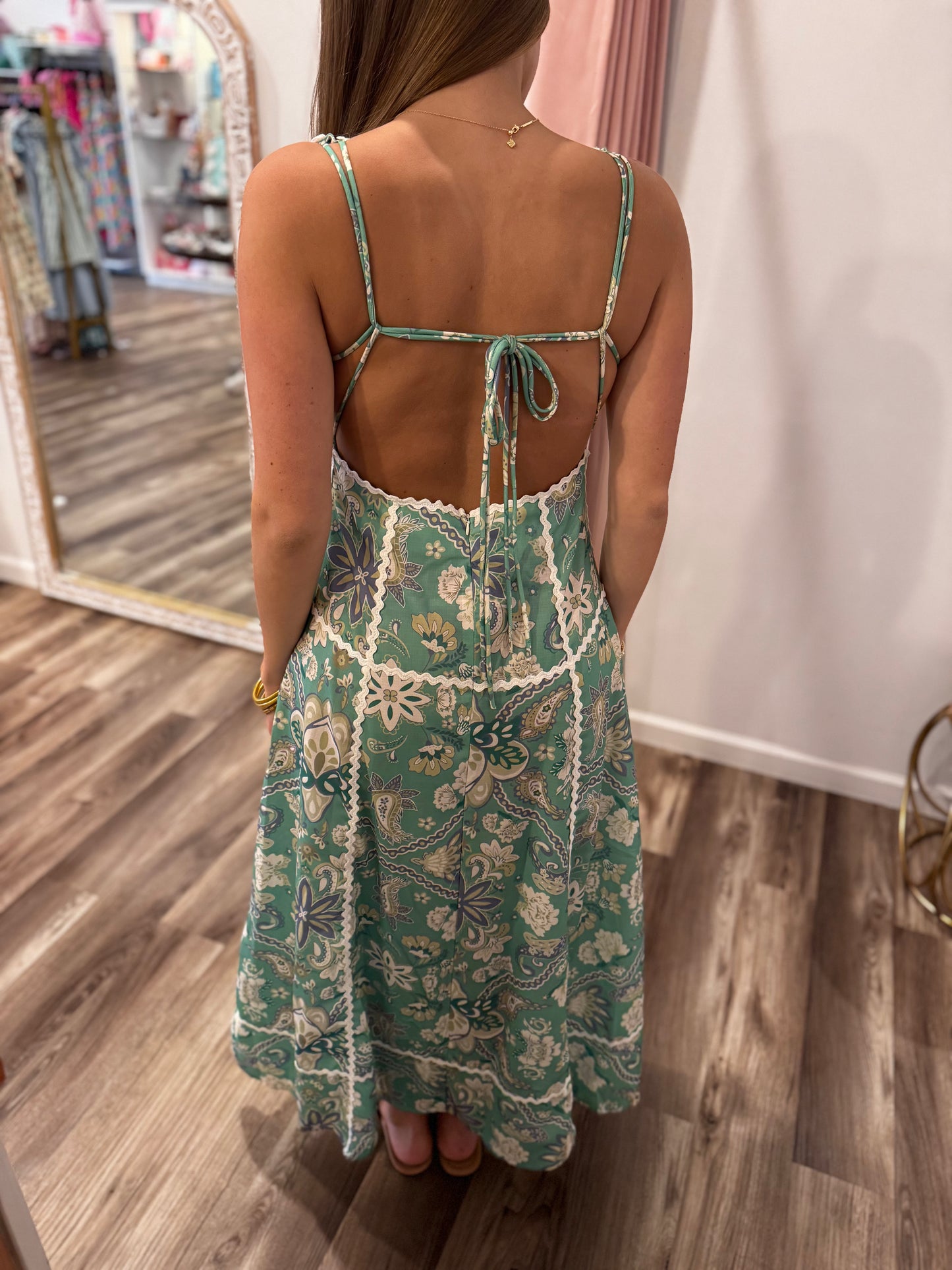 Carolina Green Floral Maxi Dress