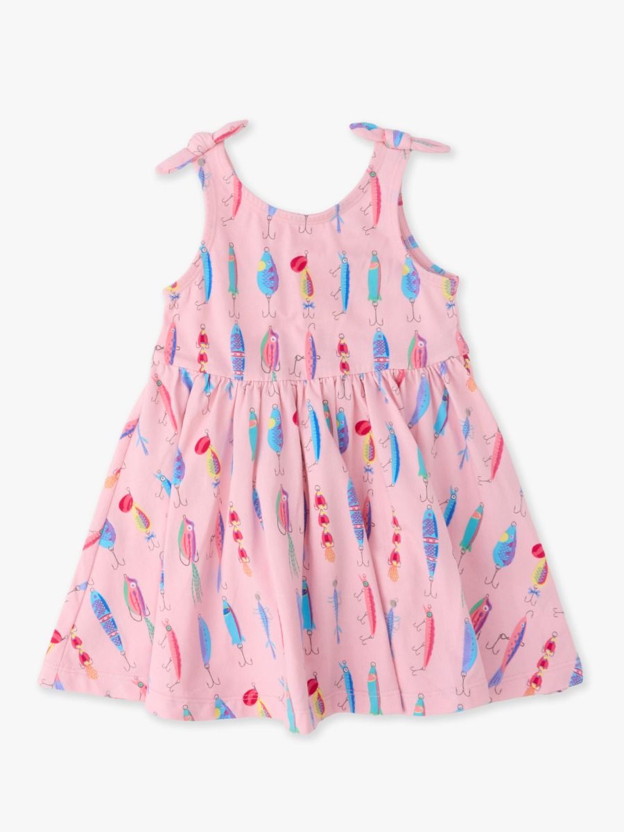 Ruffle Butts Tie Shoulder Twirl Dress Pink Gone Fishin