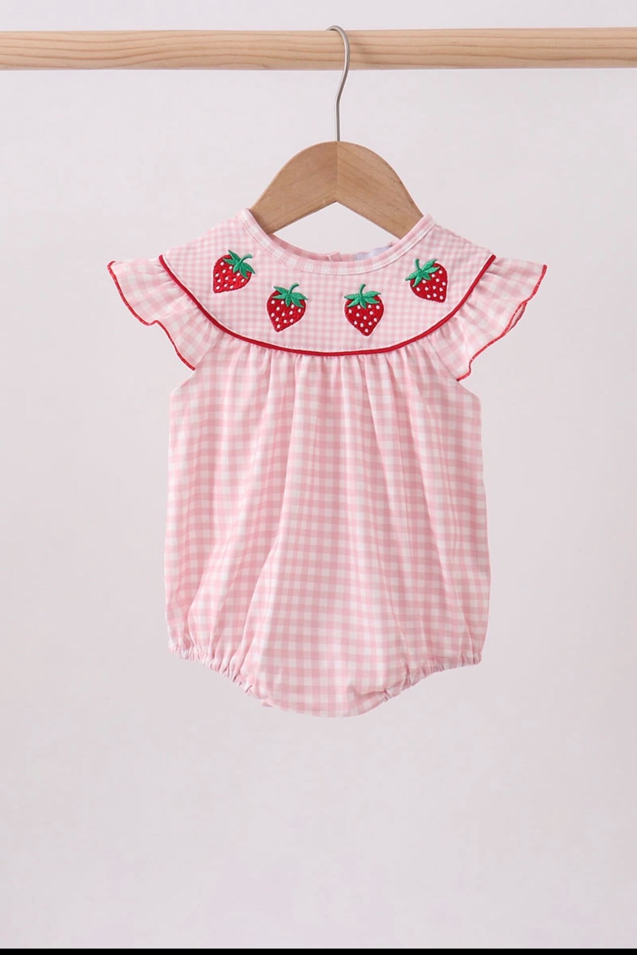 Little Girl Embroidered Strawberry Bubble